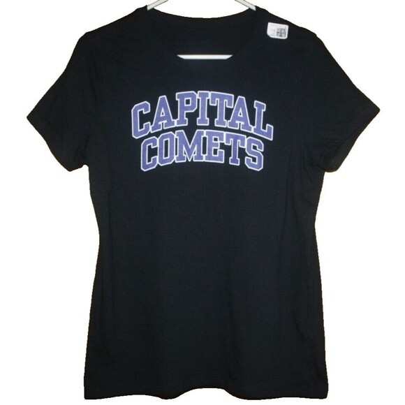 Capital University T-Shirt Size M Black & Purple SS Cotton Campus Girls Guys NWT - Picture 1 of 4